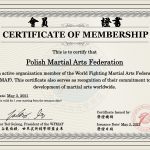 Certificate of Membership - Polish Martial Arts Federation